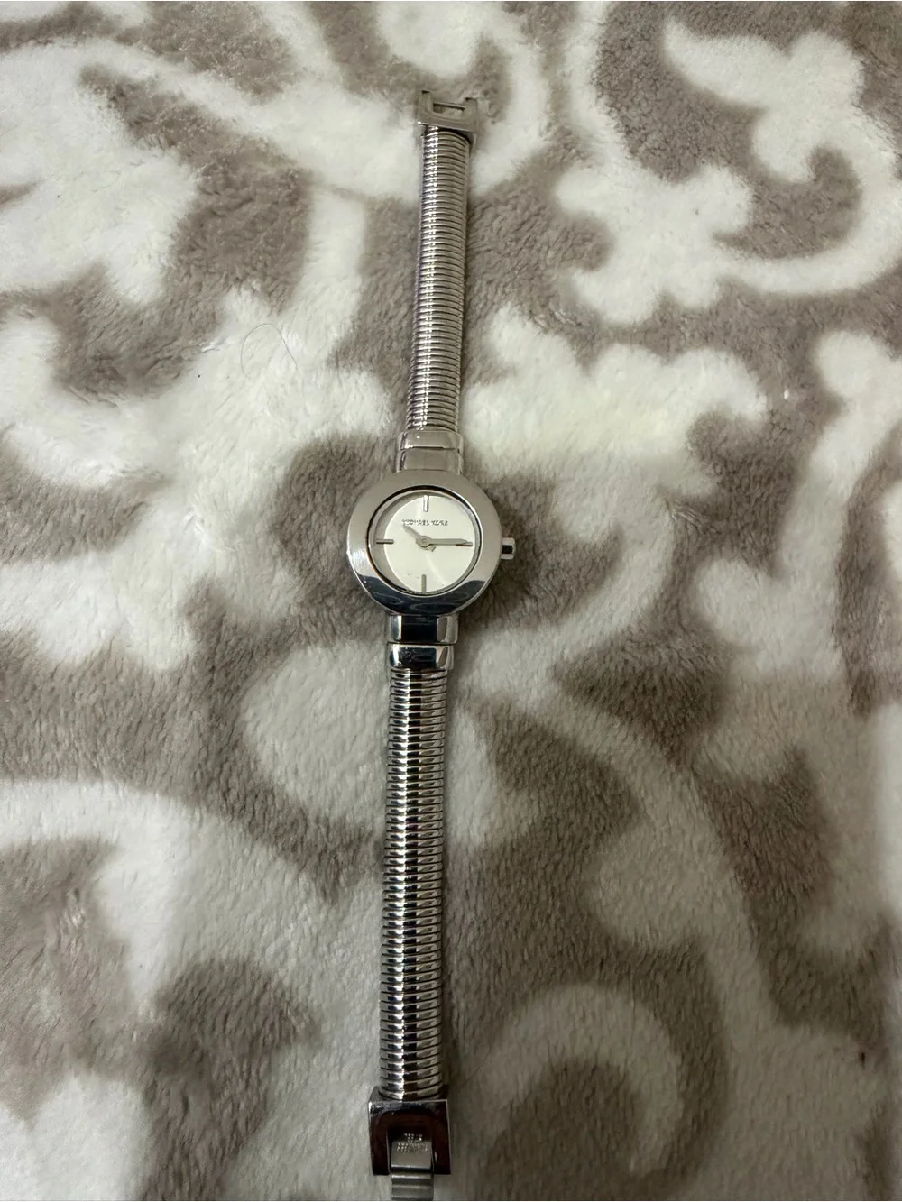 Michael Kors MK7529 Mini Gramercy Women's Silver Watch Tubogas Cuff Fits 6.5